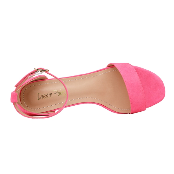High Heel Pump Sandals - NEON PINK SUEDE - 3
